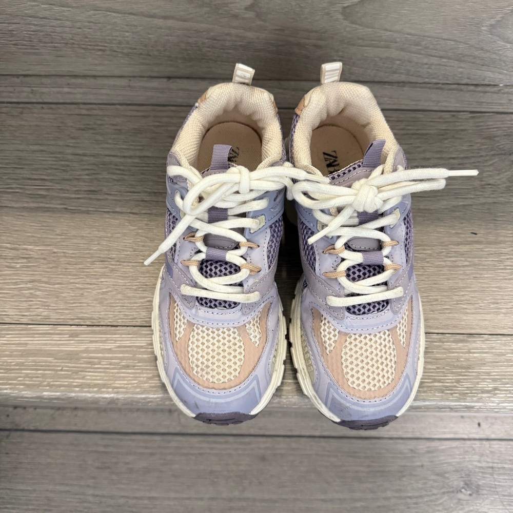 🥾 EEUC Zara CHUNKY MESH SNEAKERS Girls EUR 32 /Sz 2 - PURPLE PINK WHITE